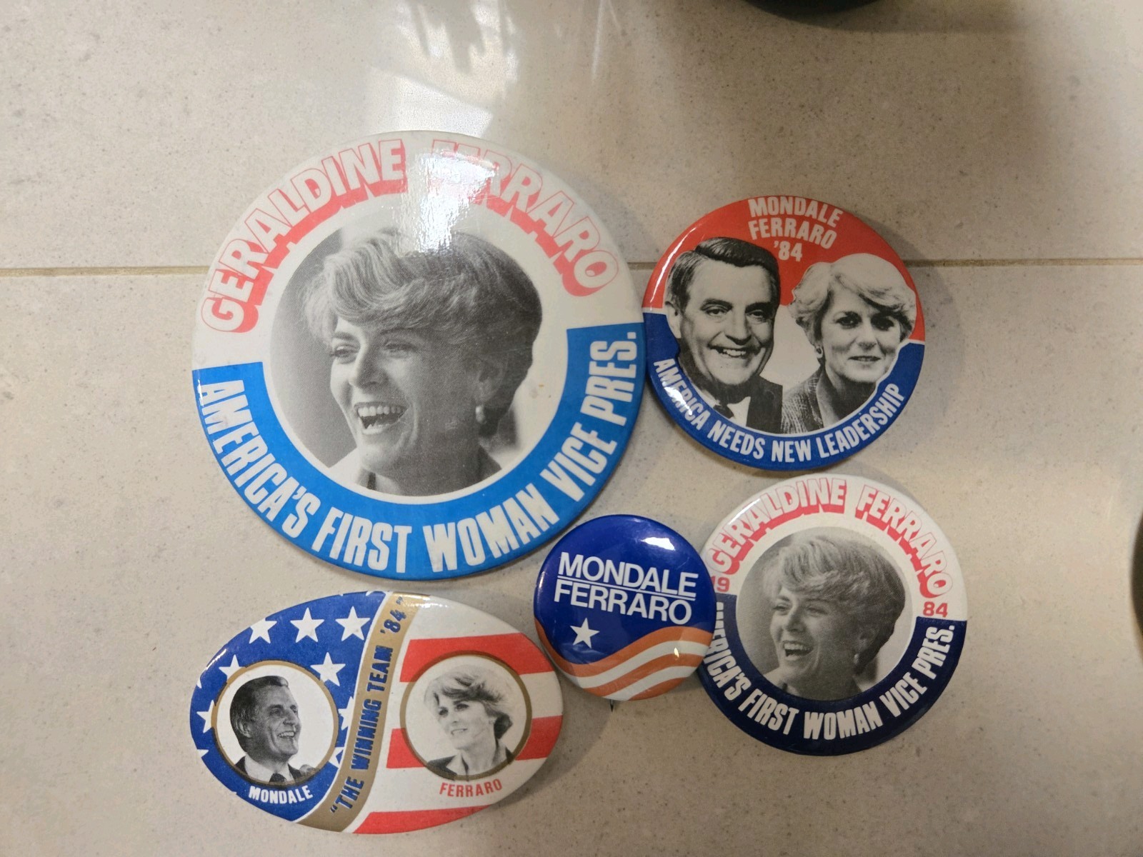Walter Mondale Geraldine Ferraro 1984 Campaign Buttons Set America’s First Woma…