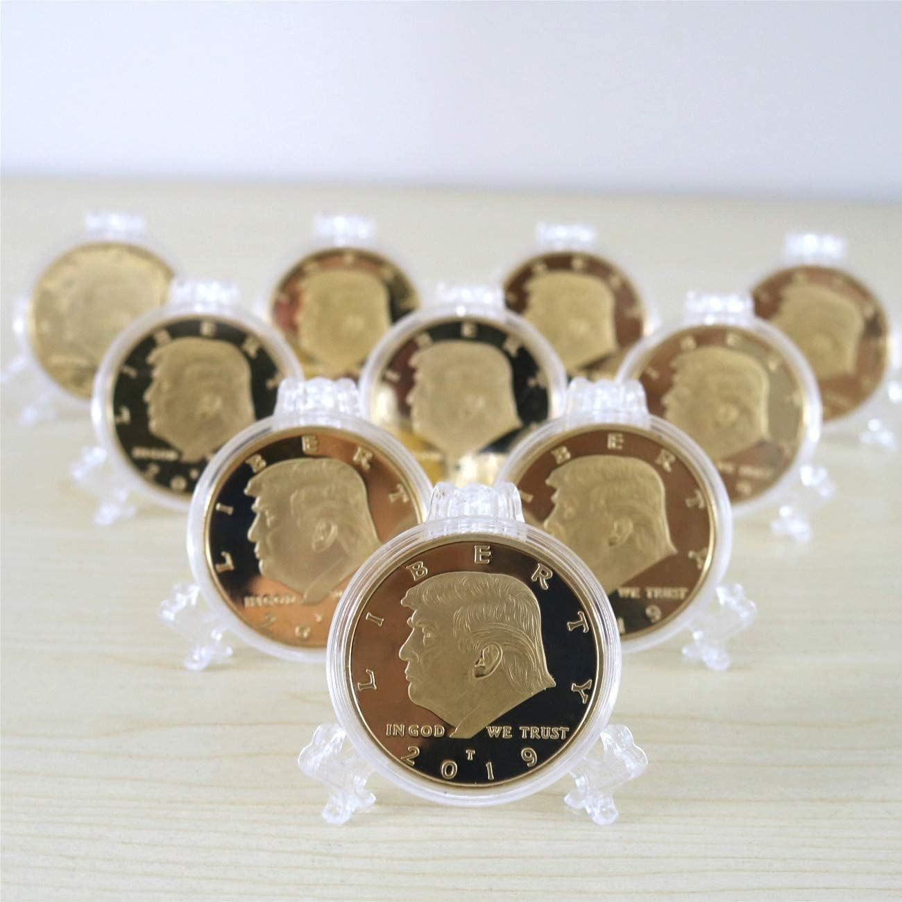 10 PACK President Donald Trump Commemorative Coins, Gold Plated Coin, Collectibl