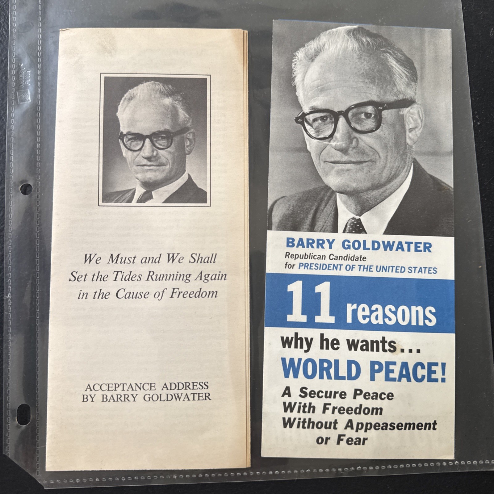 Pair of Barry Goldwater Brochures/acceptance letter 1964 Presidential Campaign