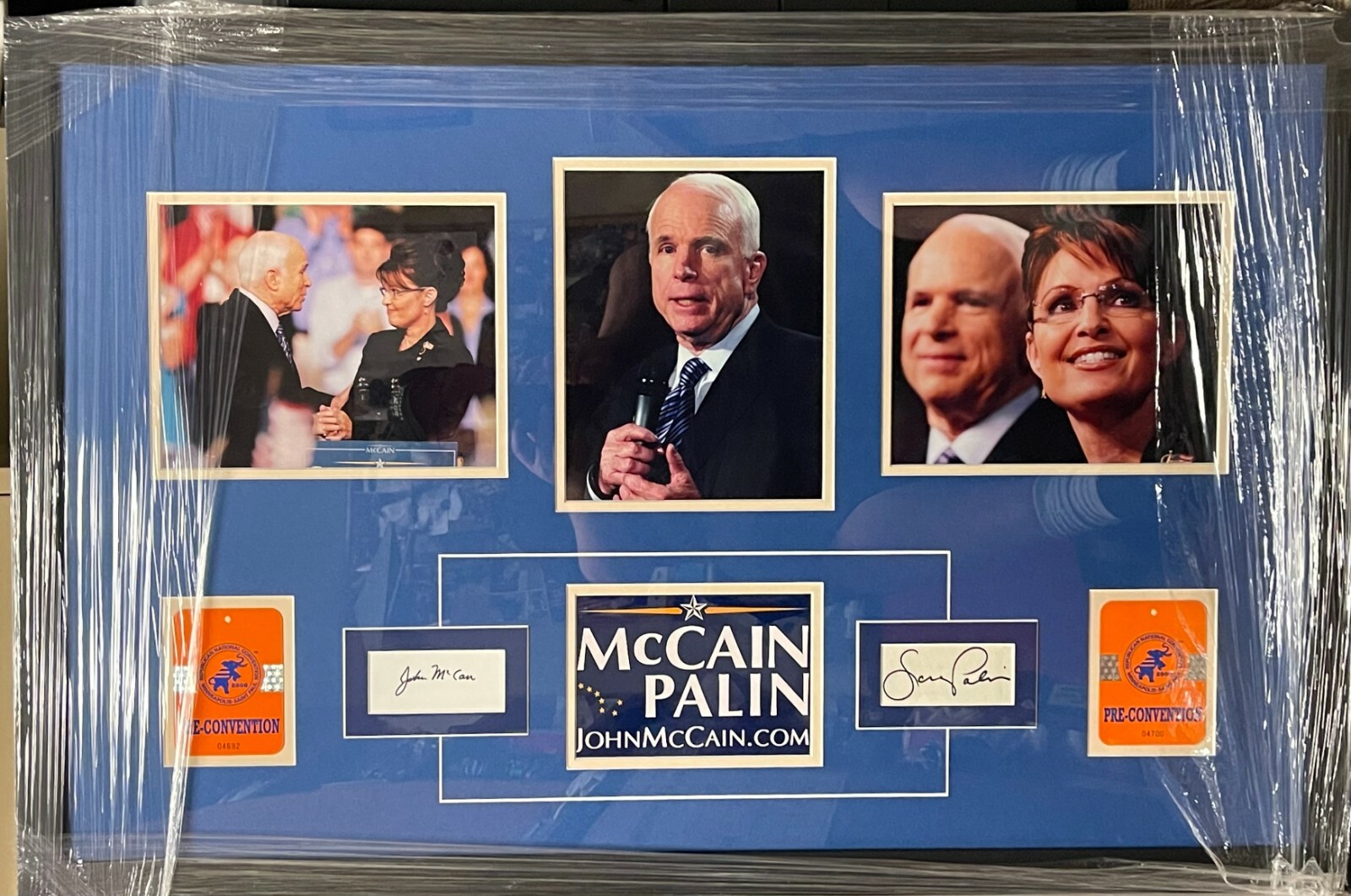 Senator John McCain/Governor Sarah Palin dual signed Bookplates/Cuts Framed- JSA
