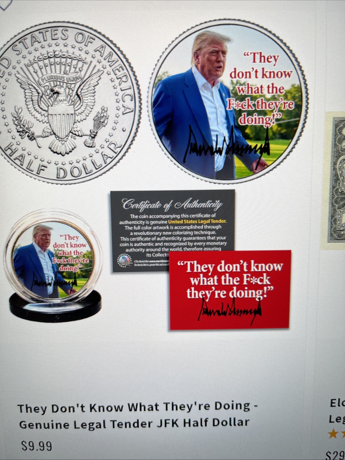 Donald Trump Commemorative JFK Half Dollar For World Peace “slogan” WTF must se