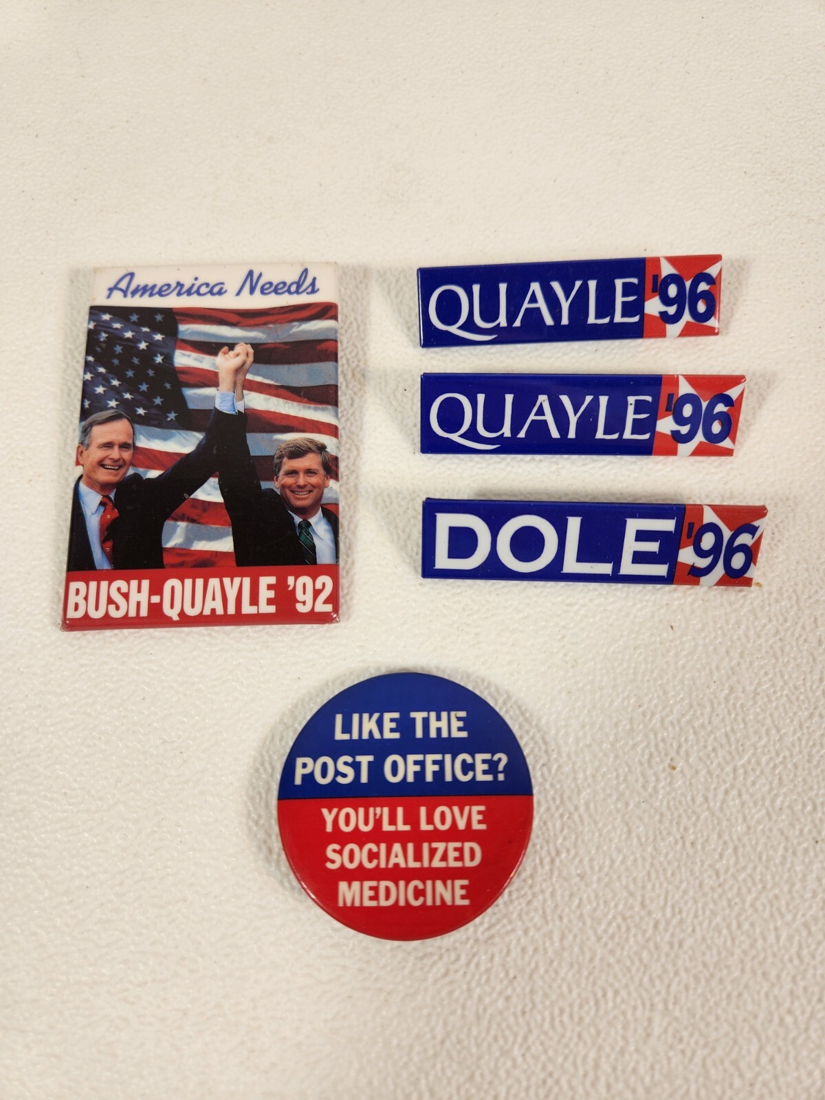 Presidential Campaign Pins Bush Quayle Dole 1992 – 1996 LOT of 5 Fast Ship