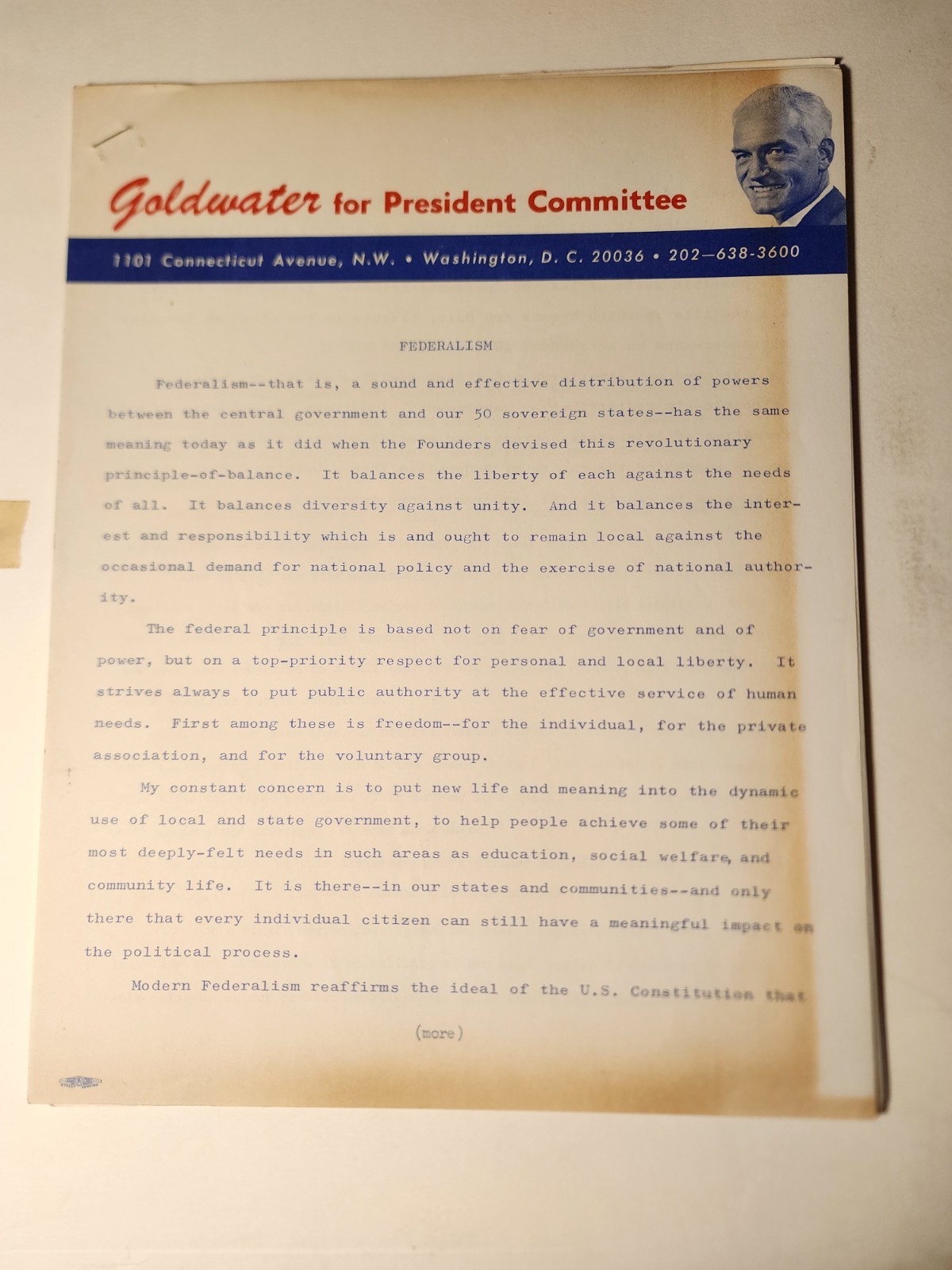 ​1964 Barry Goldwater for President 23-Page Position Papers – Defense Cuba Space