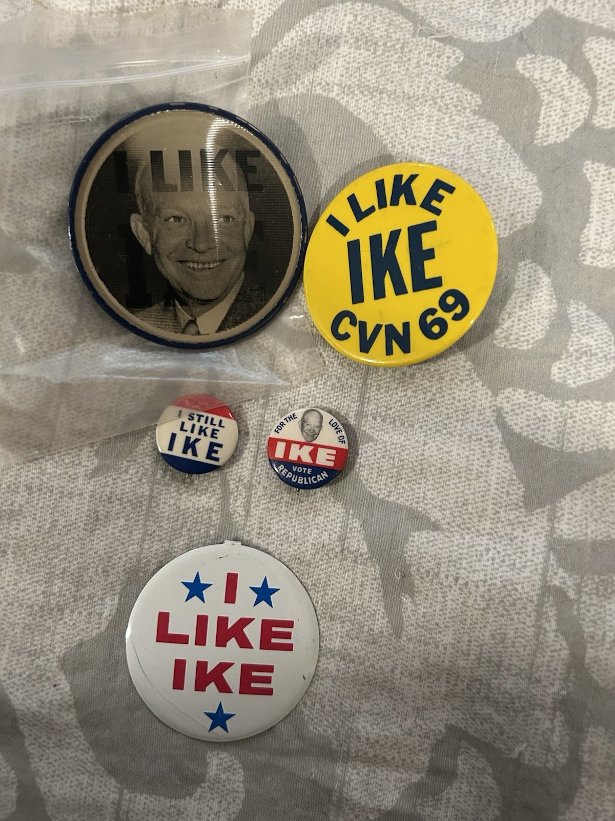 Vintage “I Like Ike” Eisenhower Political Campaign & Naval Pin Lot – 5 Pcs