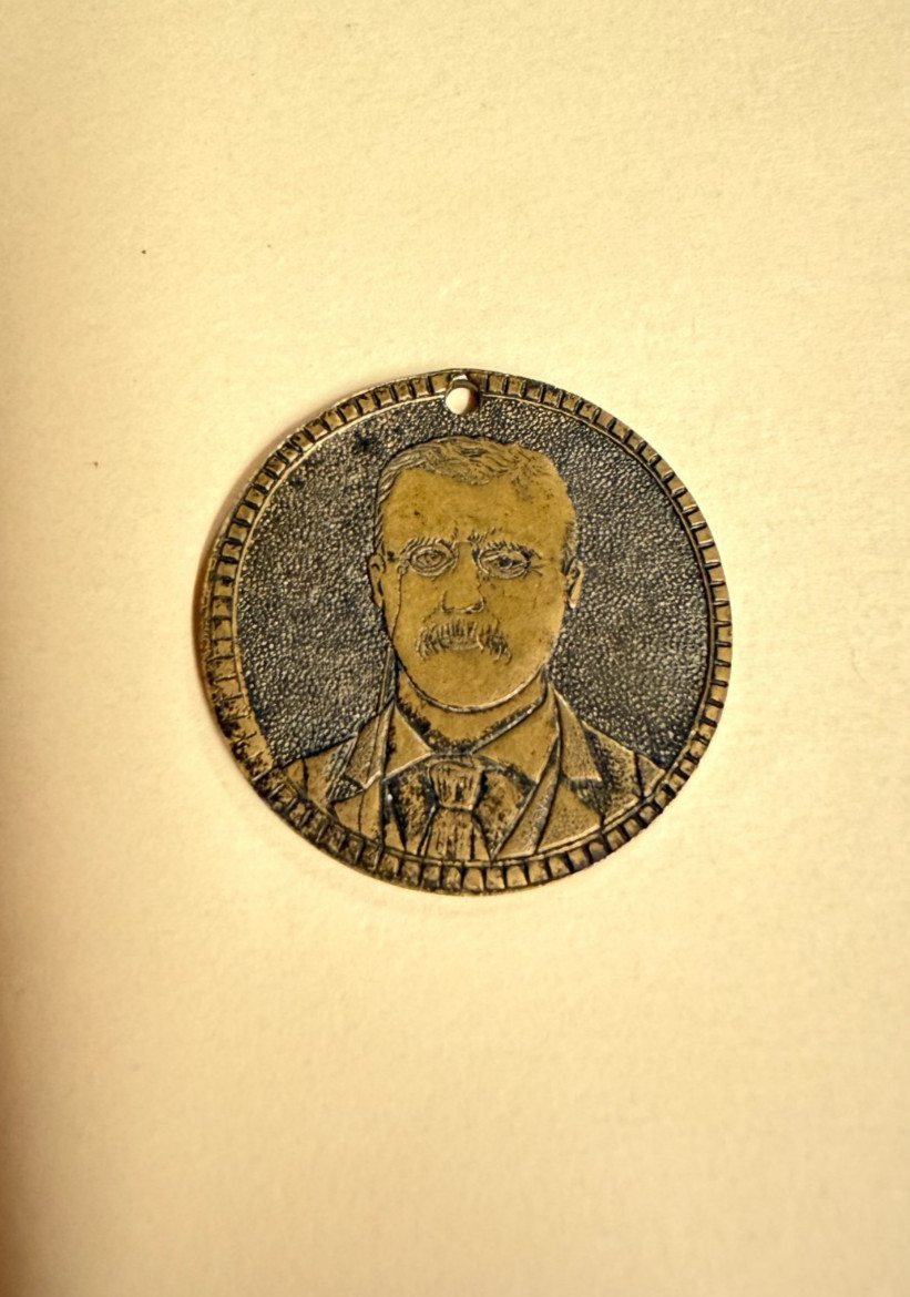 Roosevelt & Fairbanks Fob 1904 GOP Follow Flag Atlantic-Pacific Trade Badge