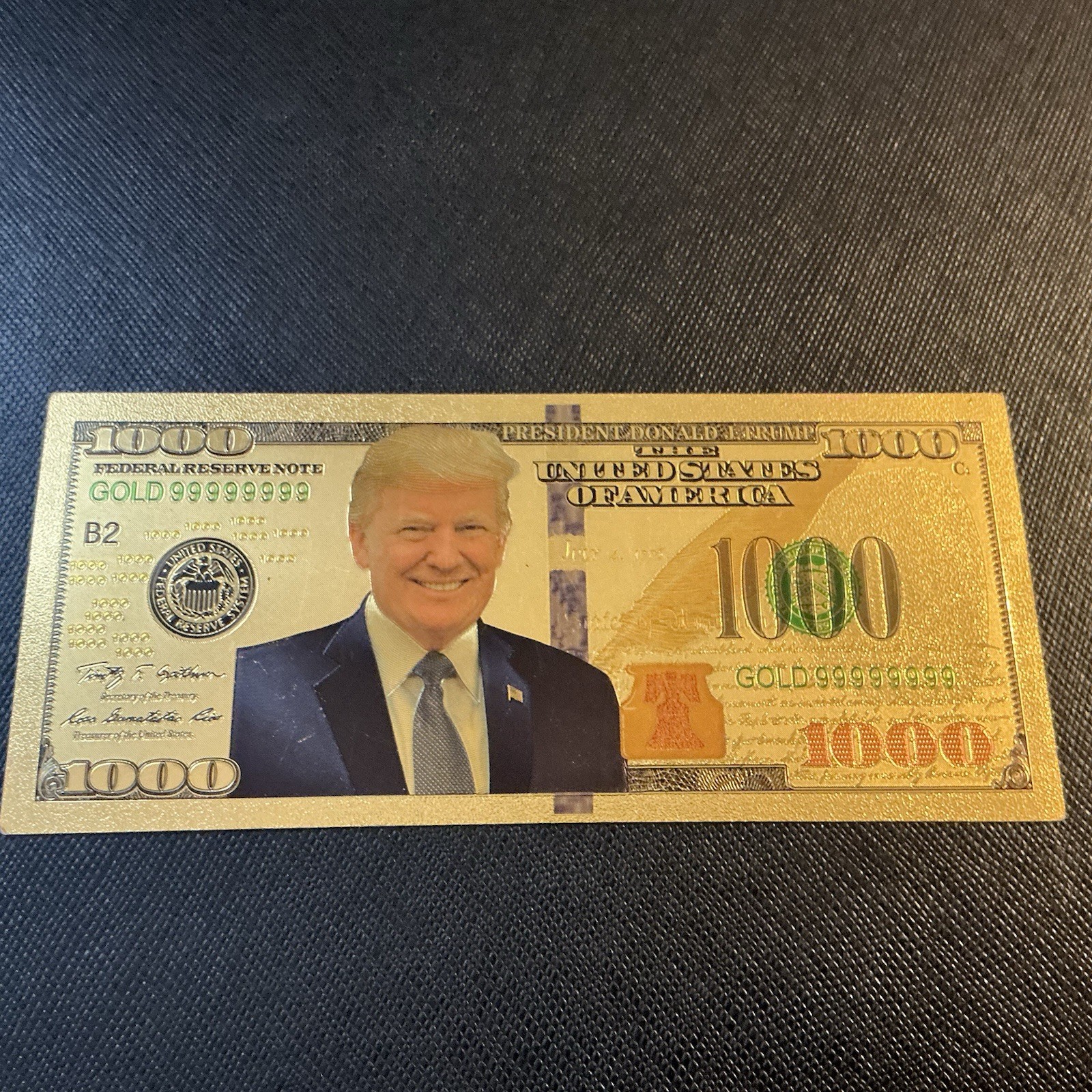 PRESIDENT DONALD J TRUMP 1000 Dollar Bill Gold Banknote