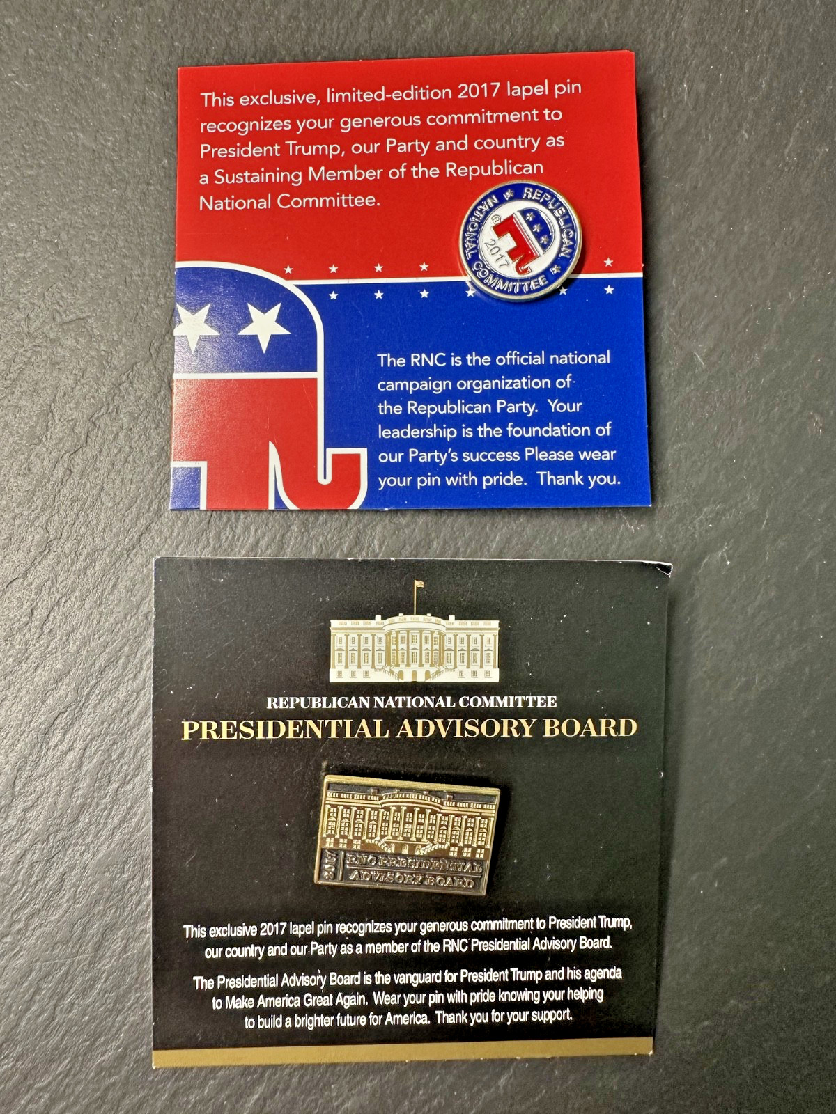 2017 RNC REPUBLICAN NATIONAL COMMITTEE PIN, PRESIDENTIAL ADVISORY BOARD PIN N401