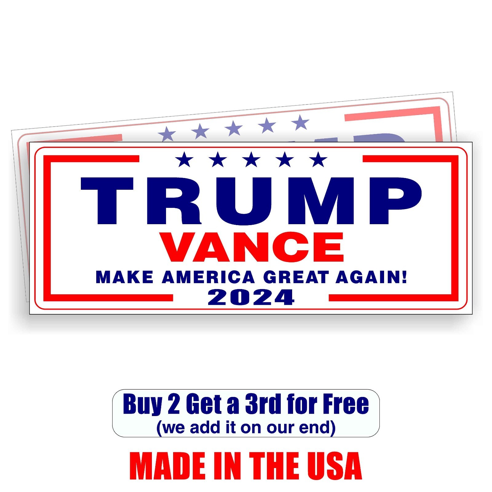 TRUMP VANCE 2024 Bumper Sticker | Vinyl | Water-resistant | 9 inches B2G1 GoGo