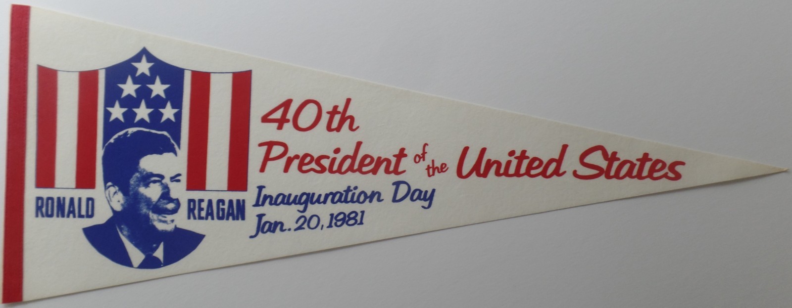 Great Big Jan. 20th 1981 Ronald Reagan First Inauguration Souvenir Felt Pennant