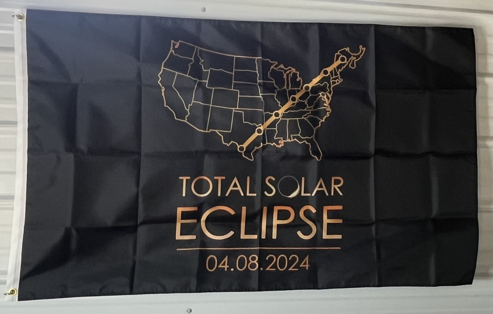 Solar Eclipse FREE USA SHIP Man Cave Dorm 2024 Beer Banner USA Sign 3×5′