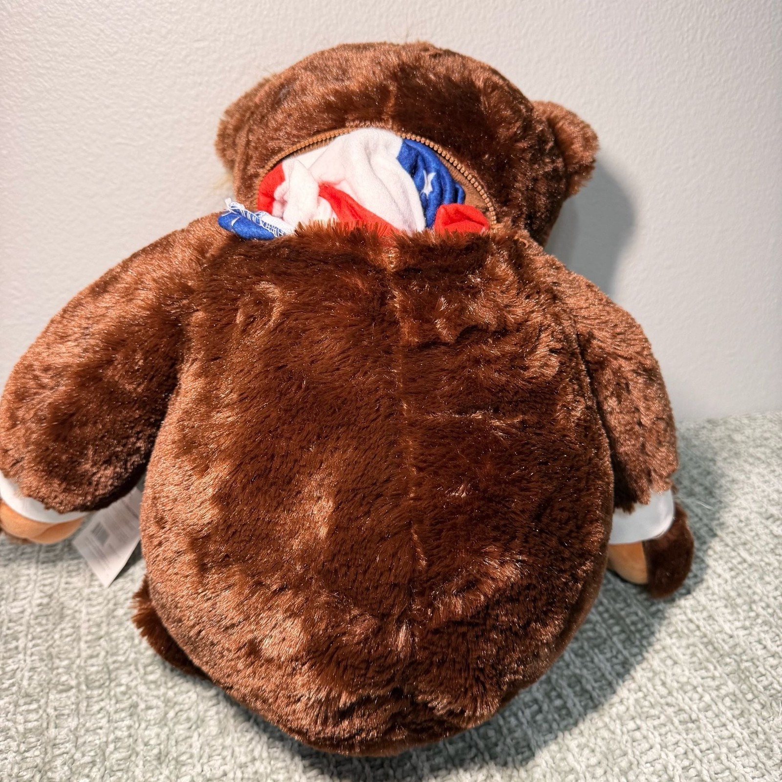 Trumpy Bear Deluxe Plush Teddy Bear with Hidden American Flag Blanket