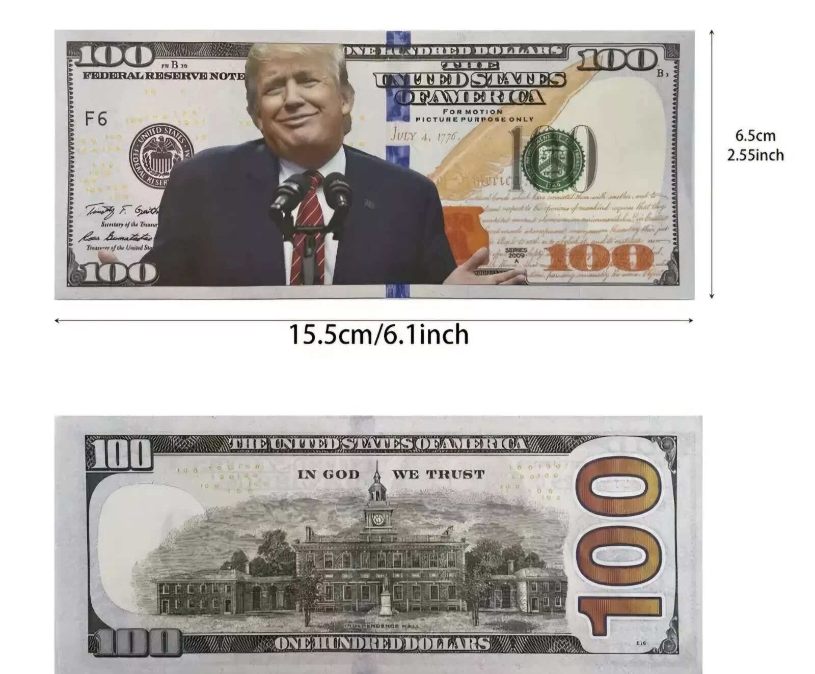 Donald Trump Presidential Hundred Dollar $100 Bill US Novelty Note/US Treasury