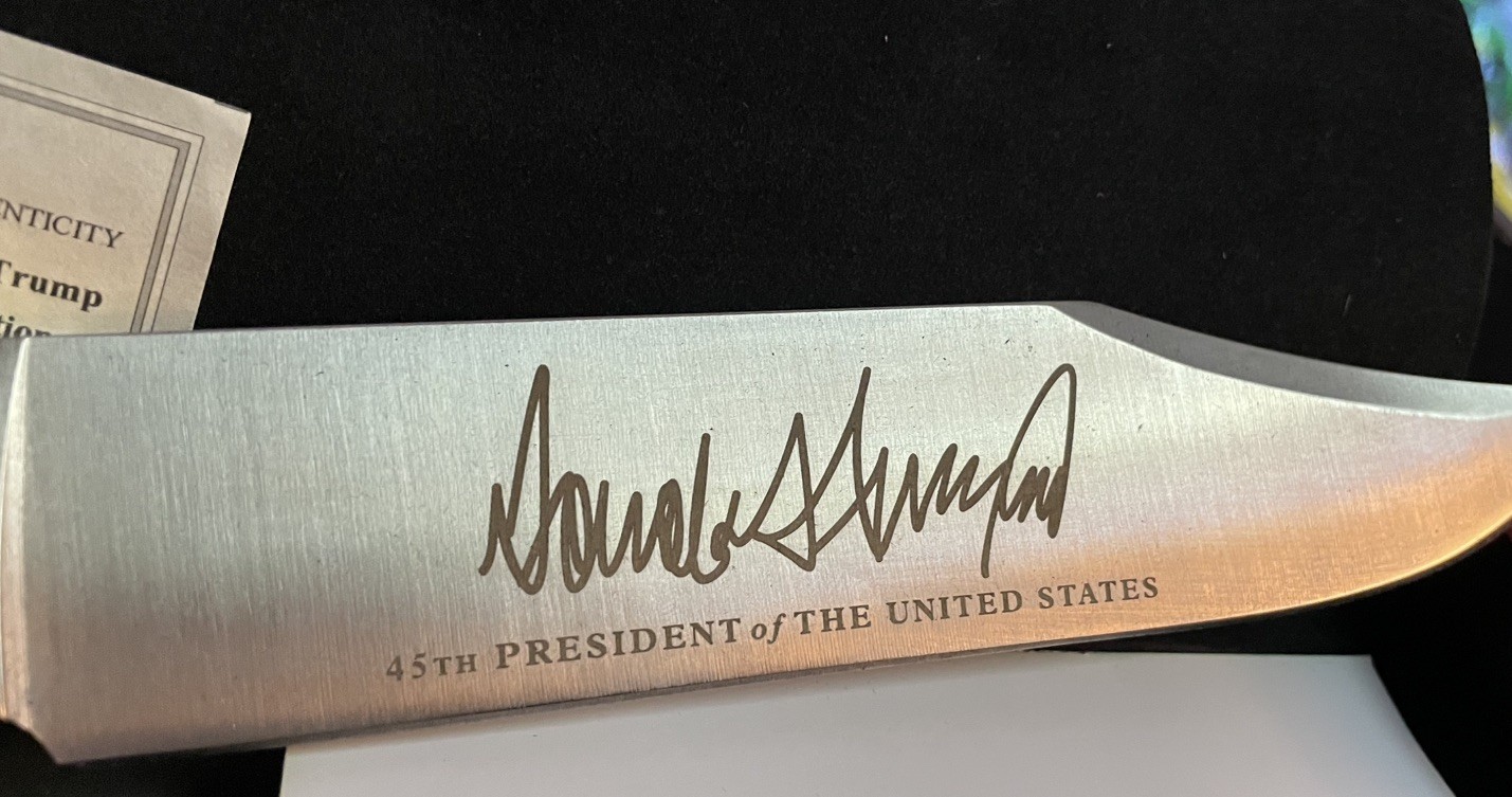President Donald Trump “We Must Build The Wall” 12.7 inch Bowie Knife New in box