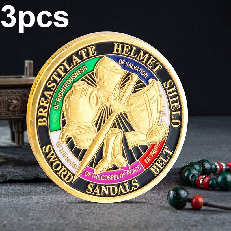 3pcs Put On the Whole Armor Of God Commemorative Coin Metal commemorative coin