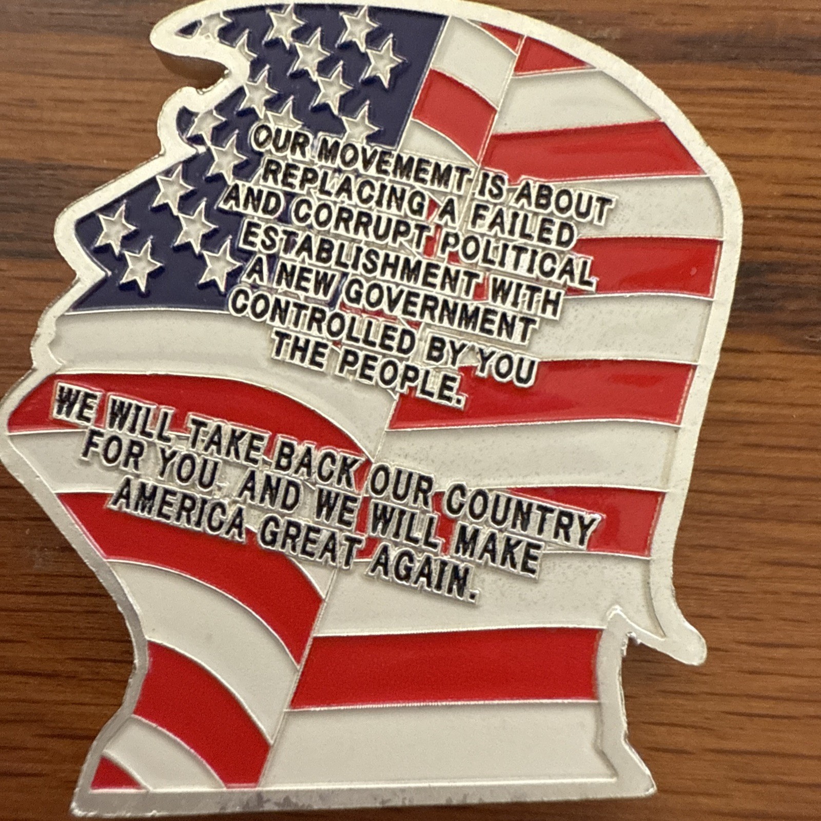 US President Donald Trump Head figurine Silver Plated Novelty Badge Coin