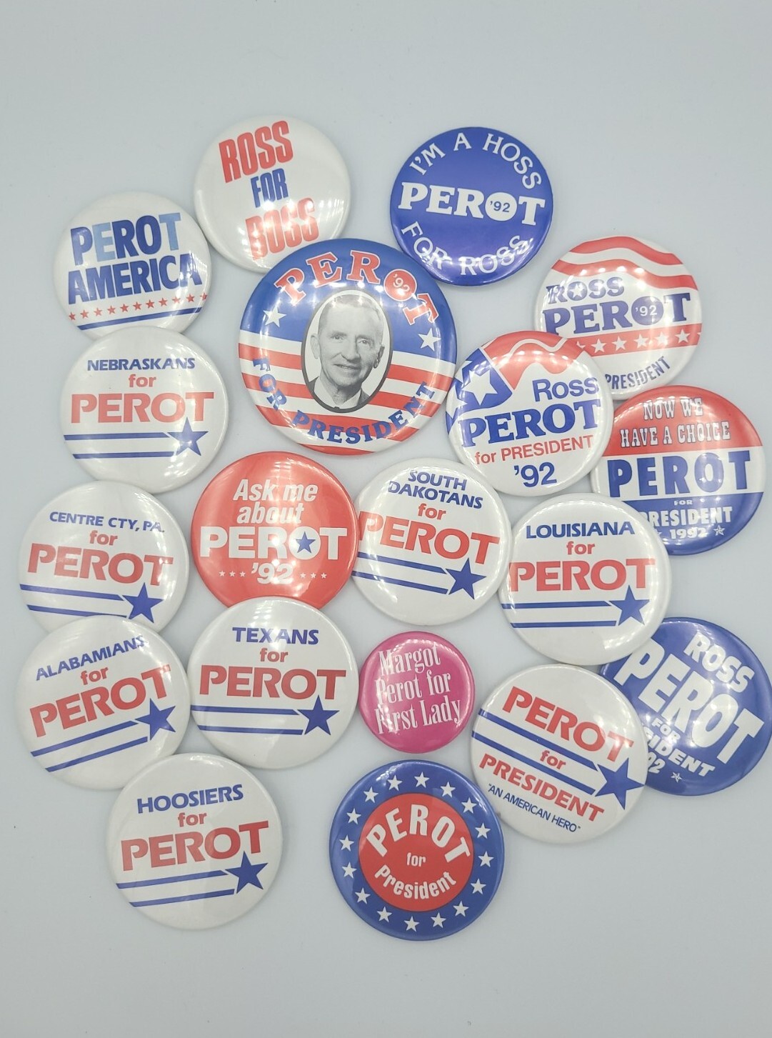 Lot of 19 H. Ross Perot Political Pinback Buttons 1992 3rd Party Candidate