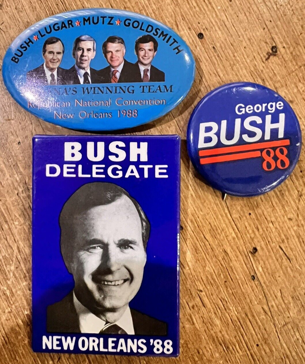 Lot of (3) GEORGE H W BUSH 1988 BUTTONS DELEGATE PIN Republican Nat’l Convention