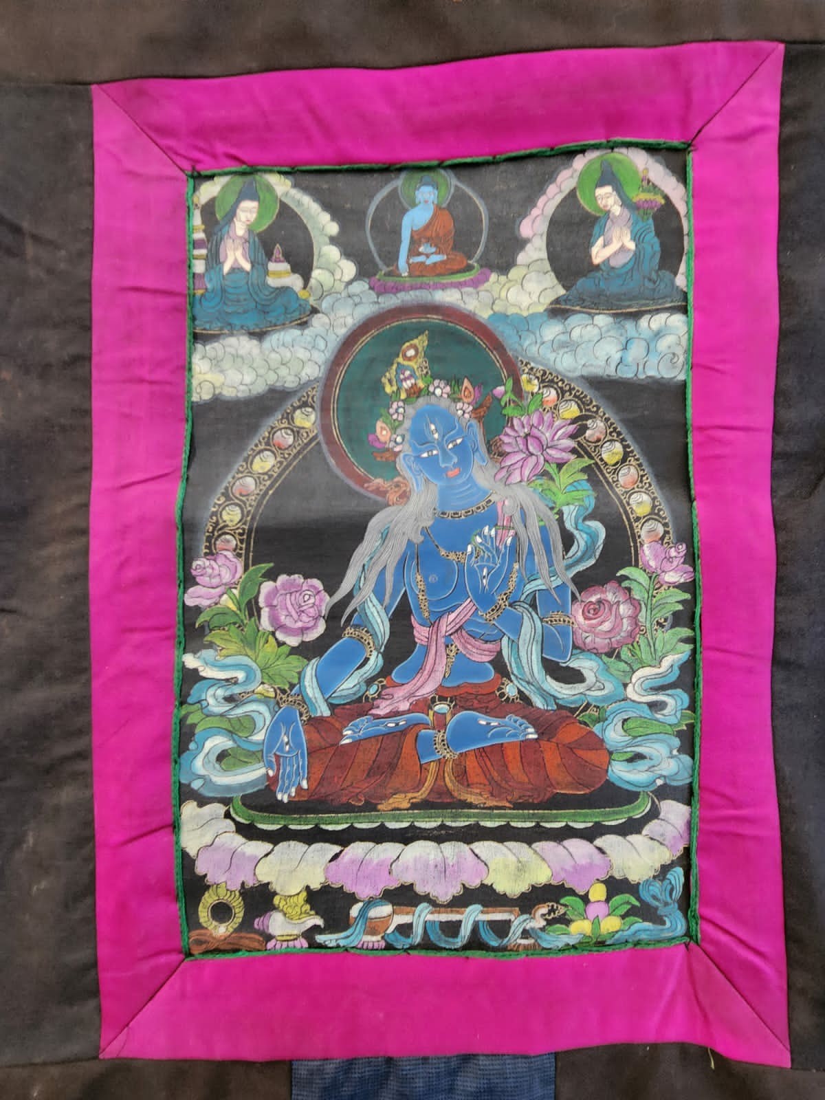 Handmade Thangka, a Tibetan painting on Textile Depecting Vajradhara Buddha