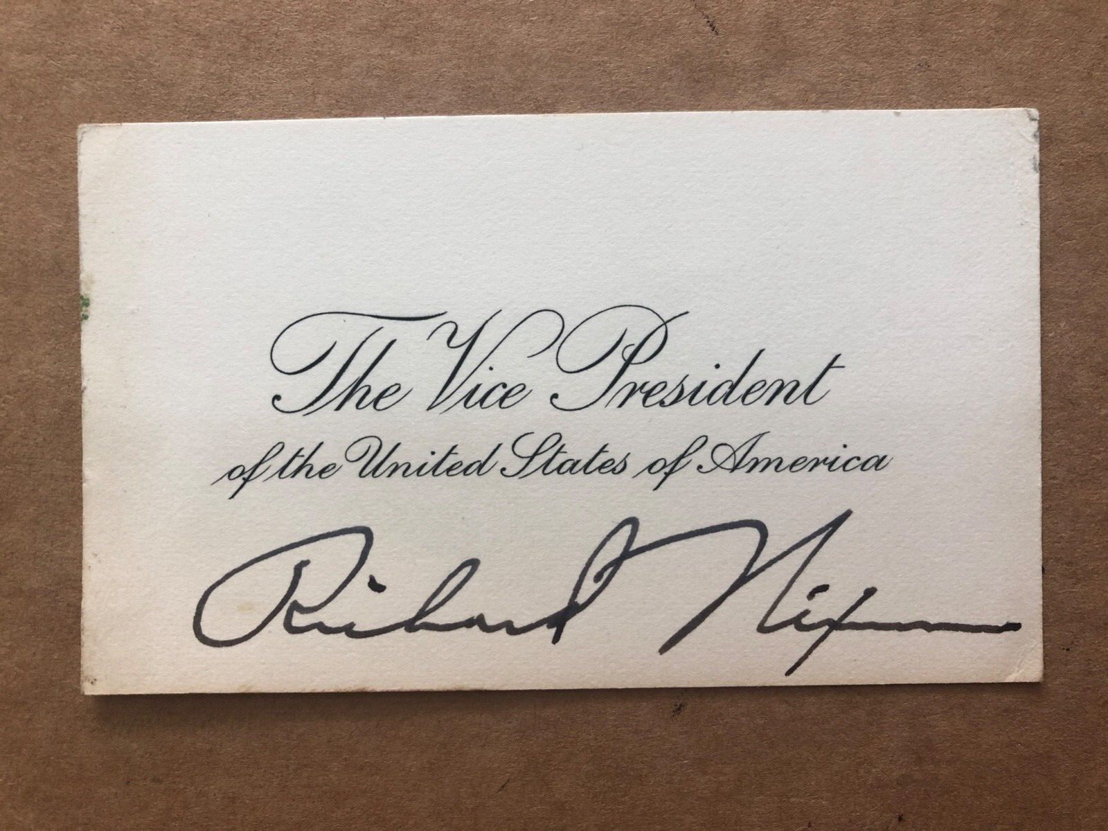 Vintage RICHARD NIXON Vice President Card SIGNED / AUTOGRAPHED