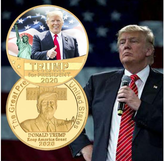Trump 2020 Gold Plated Coin Collectibles with Coin Holder