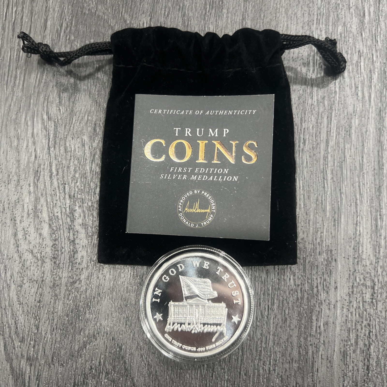 Donald Trump 45th First Edition 99.9% One Ounce Silver Proof 1oz. Coin Medallion