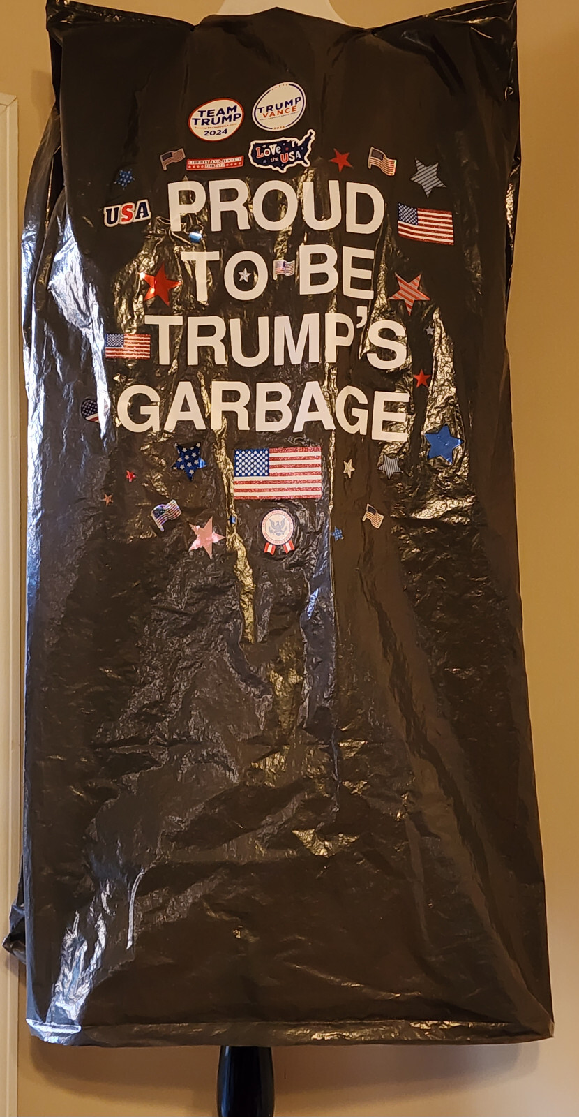 TRUMP’S GARBAGE BAG “One of a Kind” Worn at Rally Nov. 2, 2024 in Greensboro NC