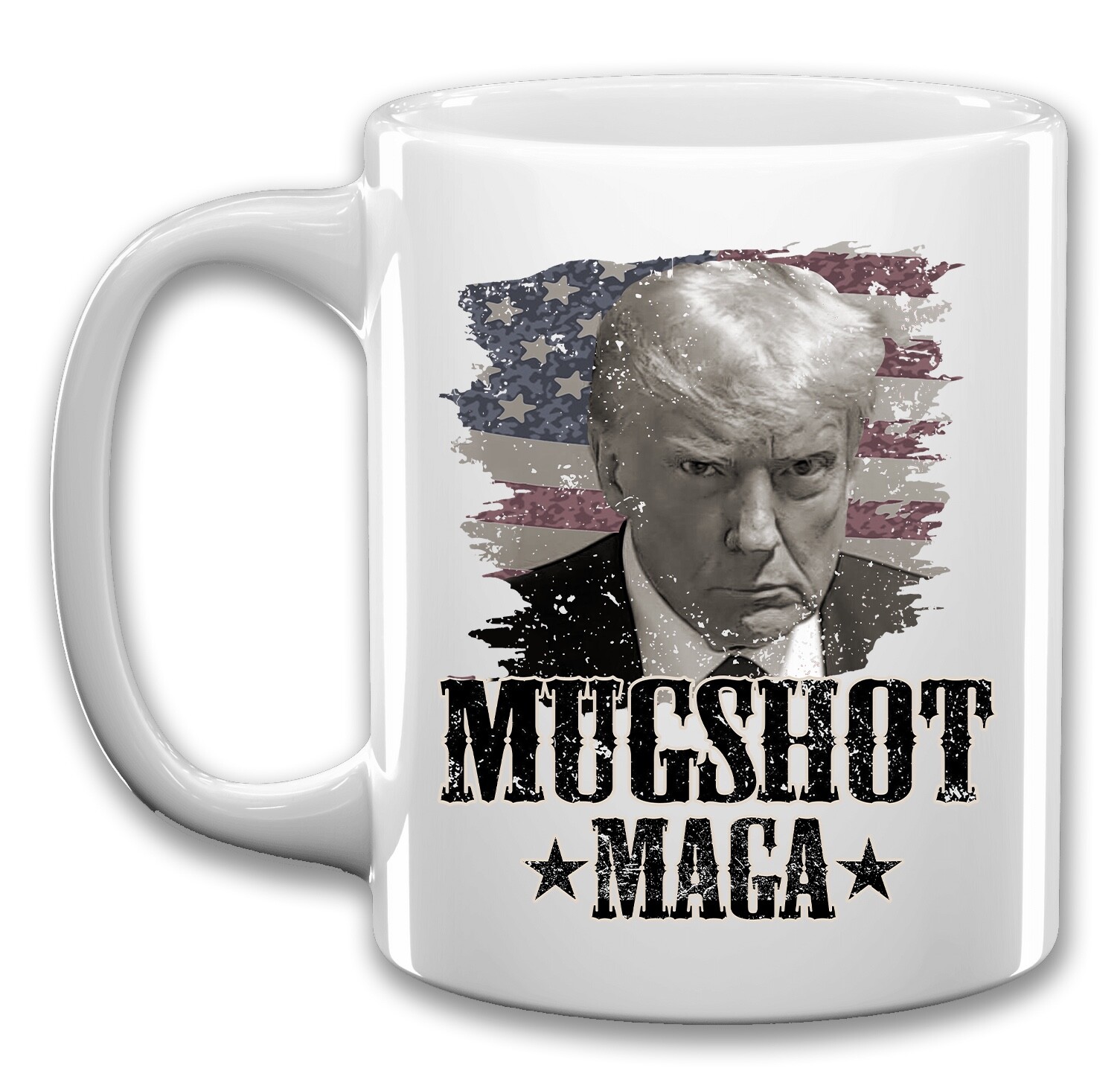 Donald Trump American Flag MAGA Mugshot Coffee Mug 11 oz Ceramic 45 47 President