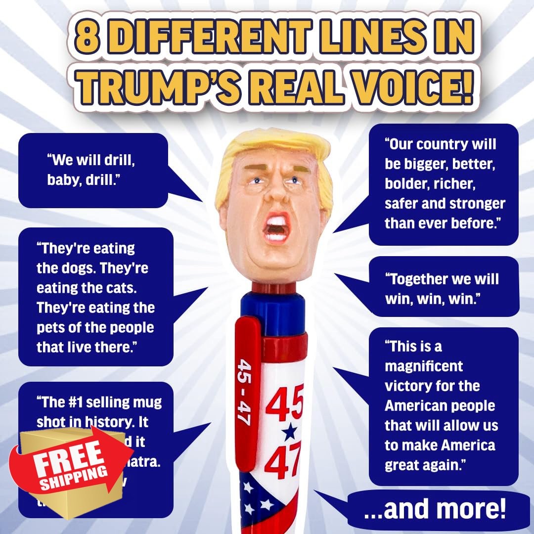Donald Trump Talking Pen – 8 Real Voice Quotes Novelty Gag Gift Toy