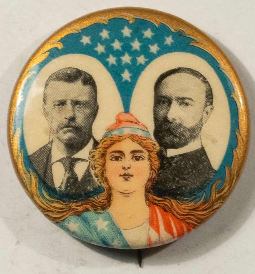 1904 ROOSEVELT-FAIRBANKS 1 1/4″ CLASSIC MISS LIBERTY JUGATE – NR MINT & BRIGHT!