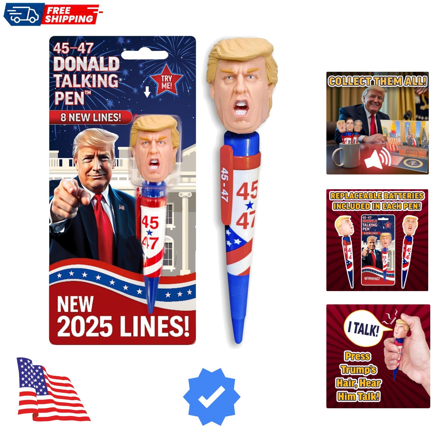 Donald Trump Talking Pen – Press His Hair & Hear 8 Real Voice Quotes – Funny …