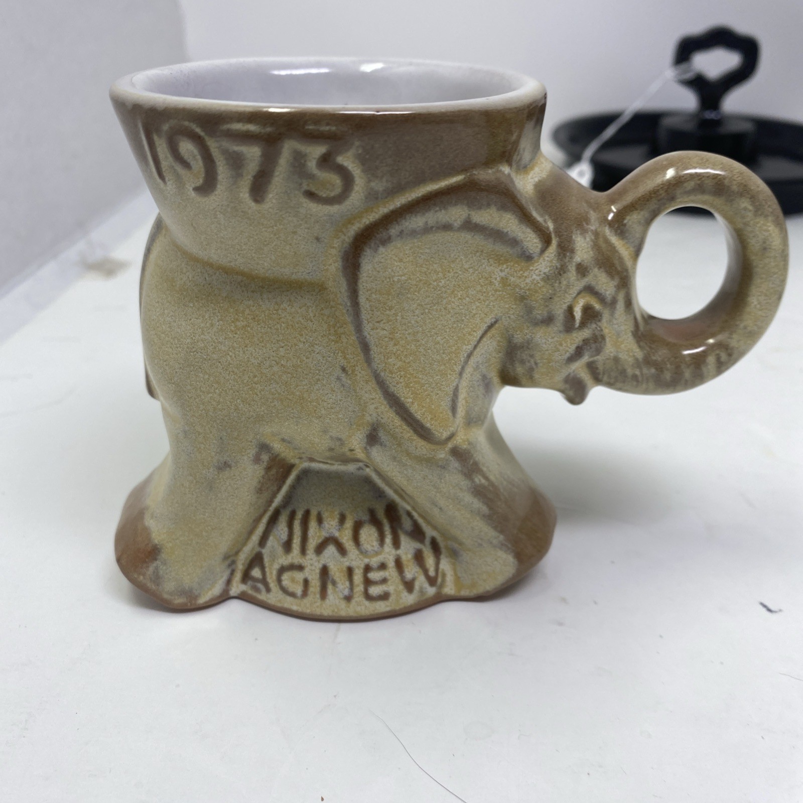 Vintage Frankoma 1973 GOP Repub. Nixon-Agnew Elephant Sapulpa Clay Pottery Mug