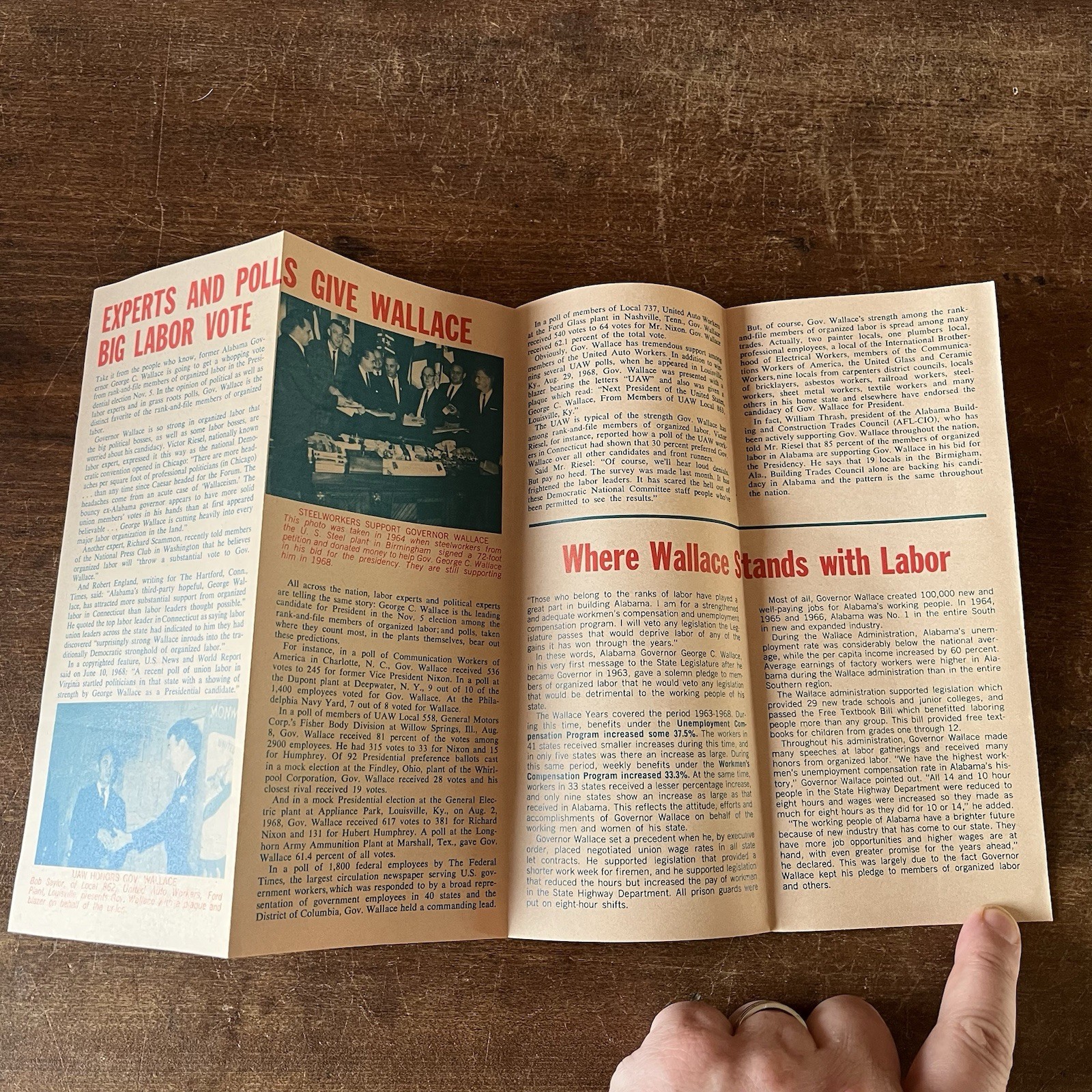Lot of 3 George Wallace for President 1968 Campaign Pamphlets Ephemera Unions