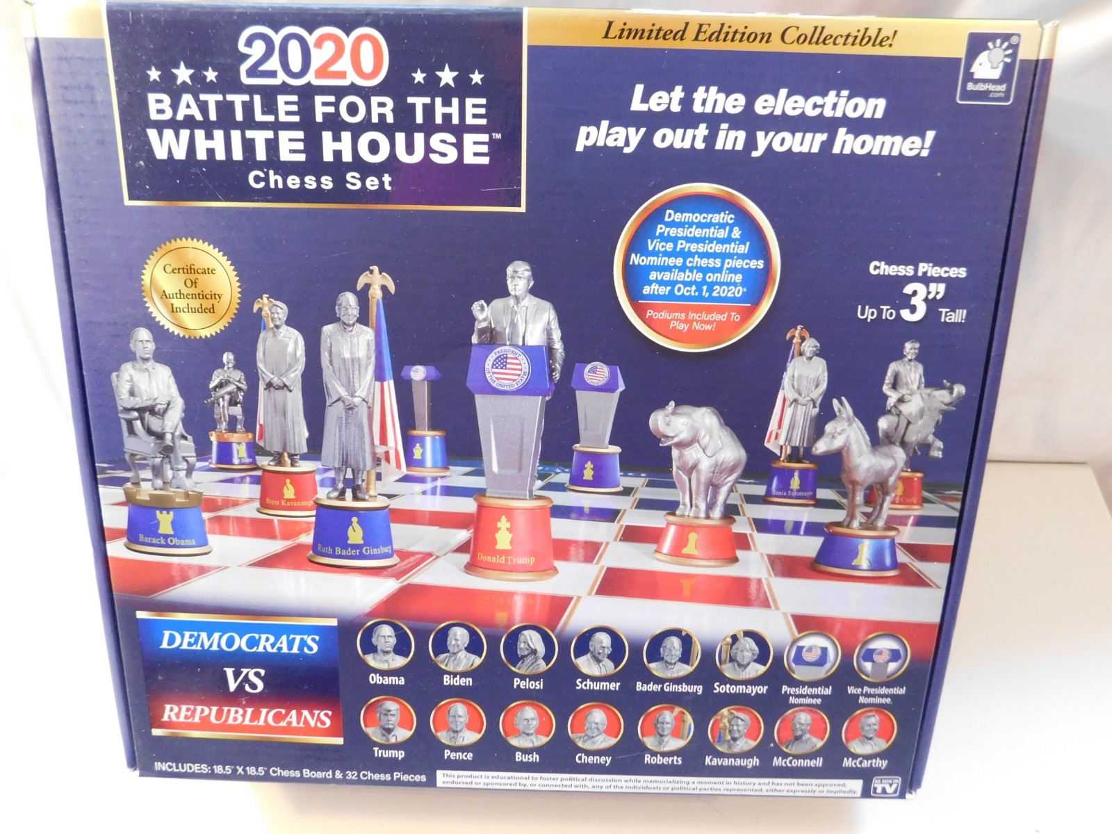 Battle for the White House Chess Set Complete 32 Pieces 2020 with COA