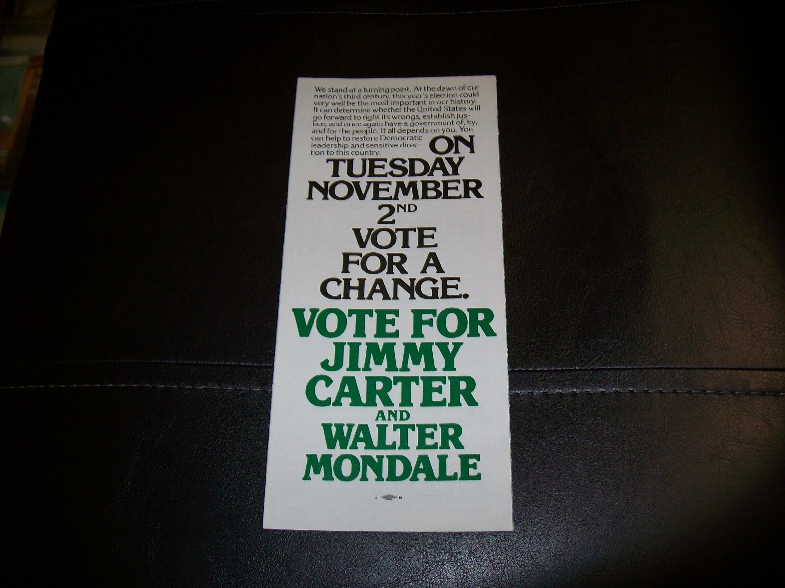 Jimmy Carter & Walter Mondale Leaders For A Change Flyer Historic Presidential!