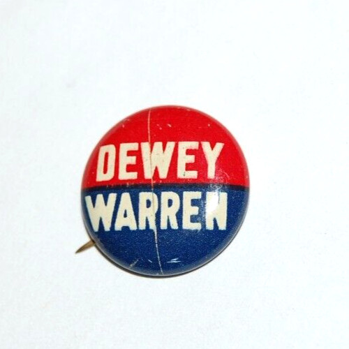 1948 THOMAS E. DEWEY EARL WARREN campaign political president pinback button