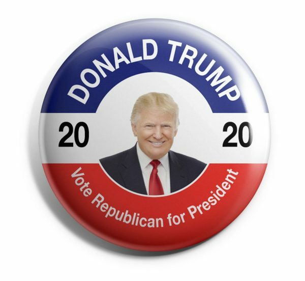 Trump 2020 Set of 6 Red, White & Blue Campaign Buttons – 2.25 inches