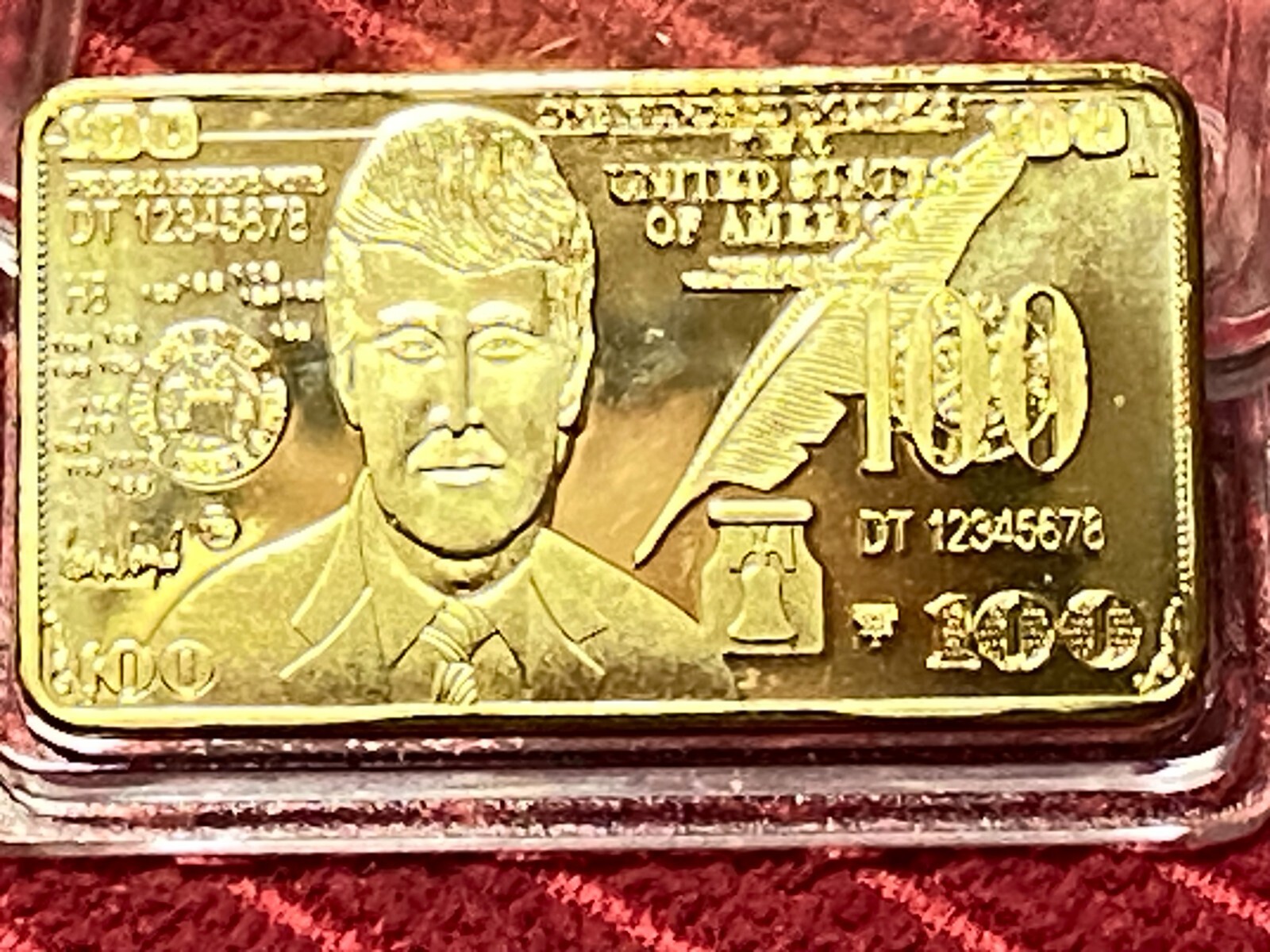 Donald Trump 24K Gold Plated $100 Bar – Collectible Coin/Bar In Protective Case