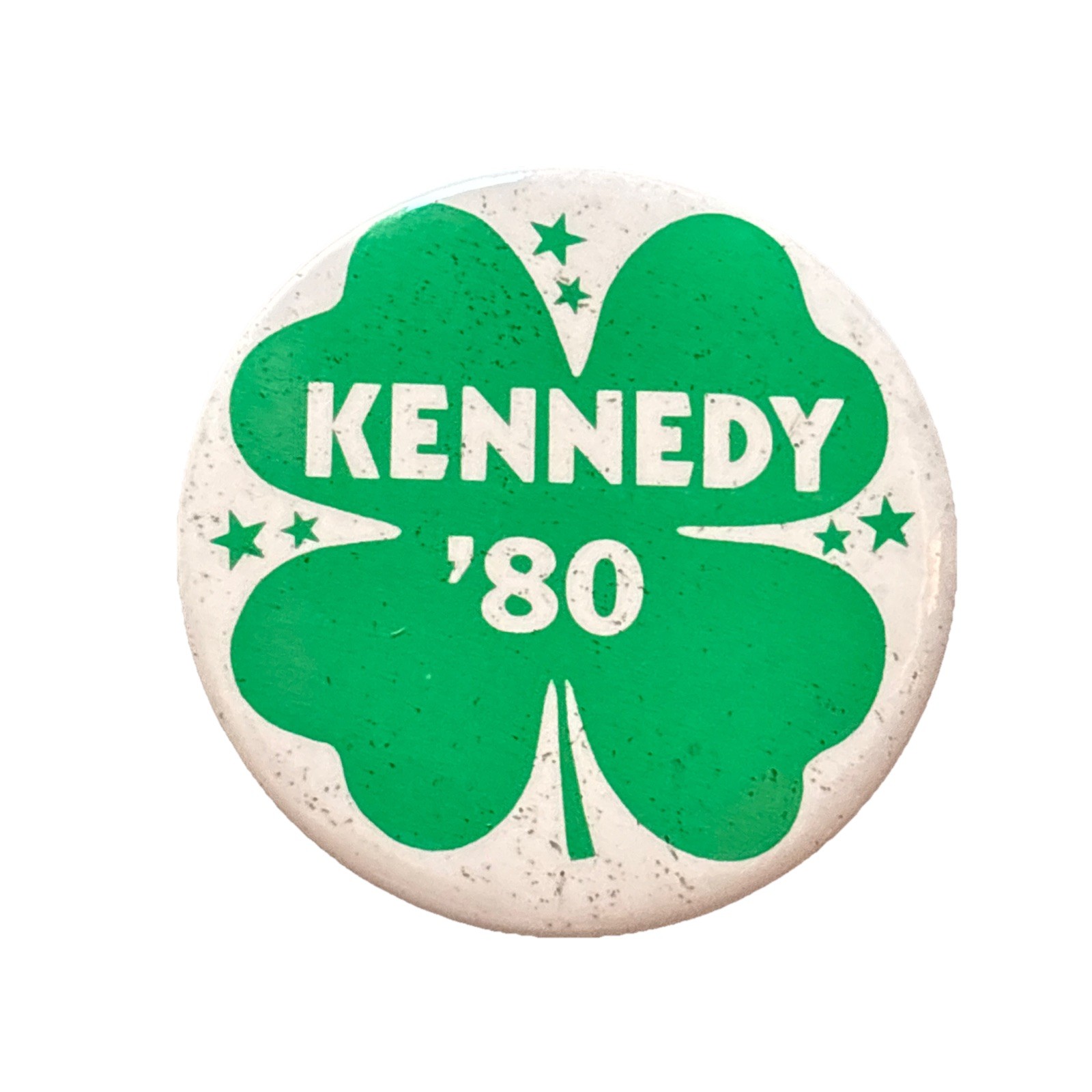 1980 Senator Ted Kennedy for President Irish Shamrock 3″ Button Four Leaf Clover
