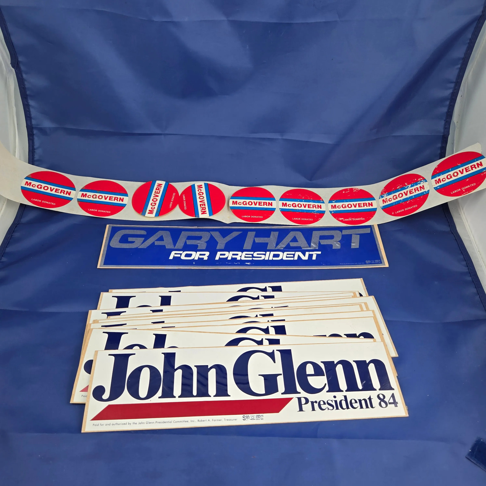 Vintage Political Bumper Sticker Lot John Glenn McGovern Gary Hart NOS