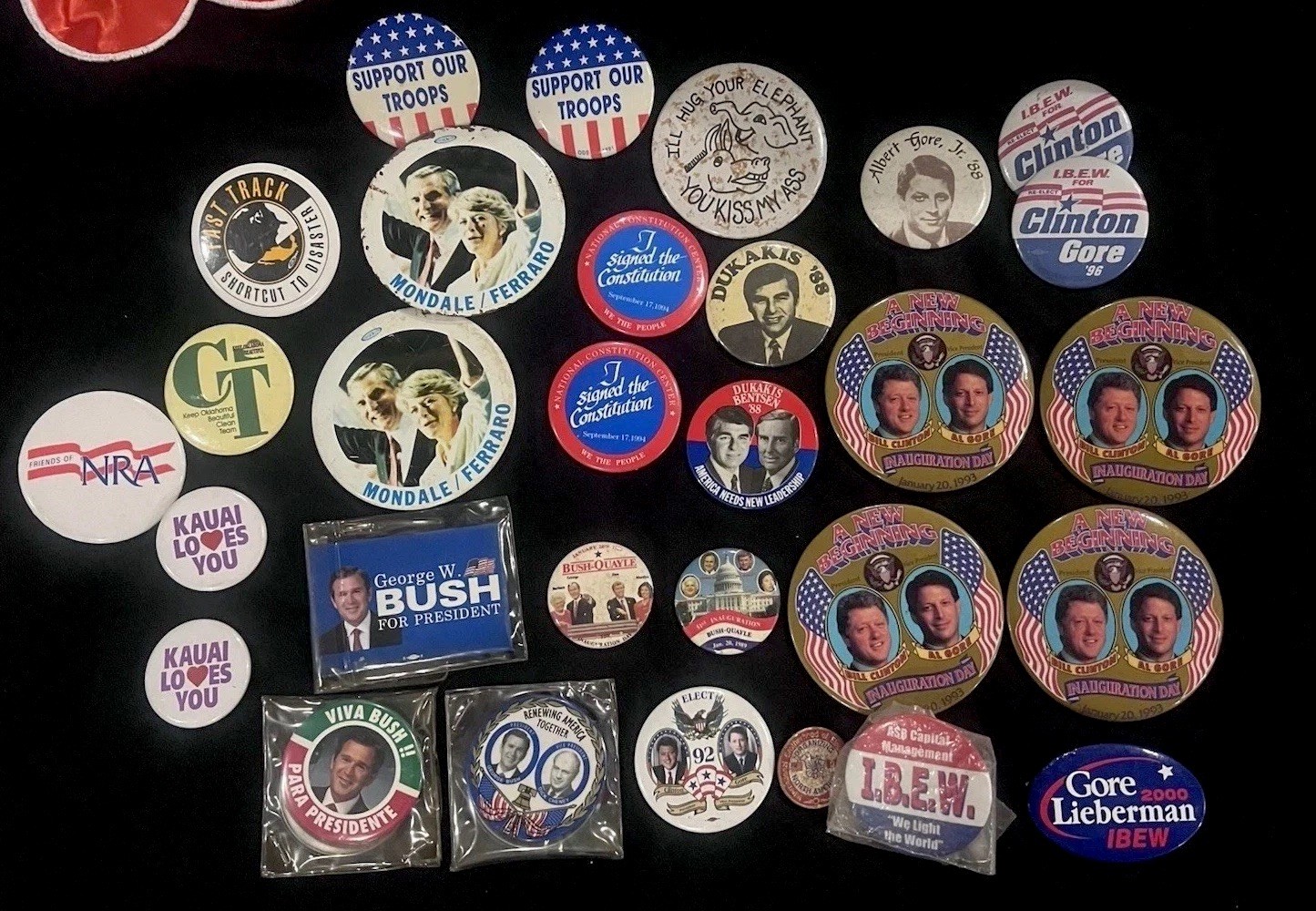 Political Campaign Button Lot Bush Clinton Gore Mondale IBEW Vintage 80s 90s