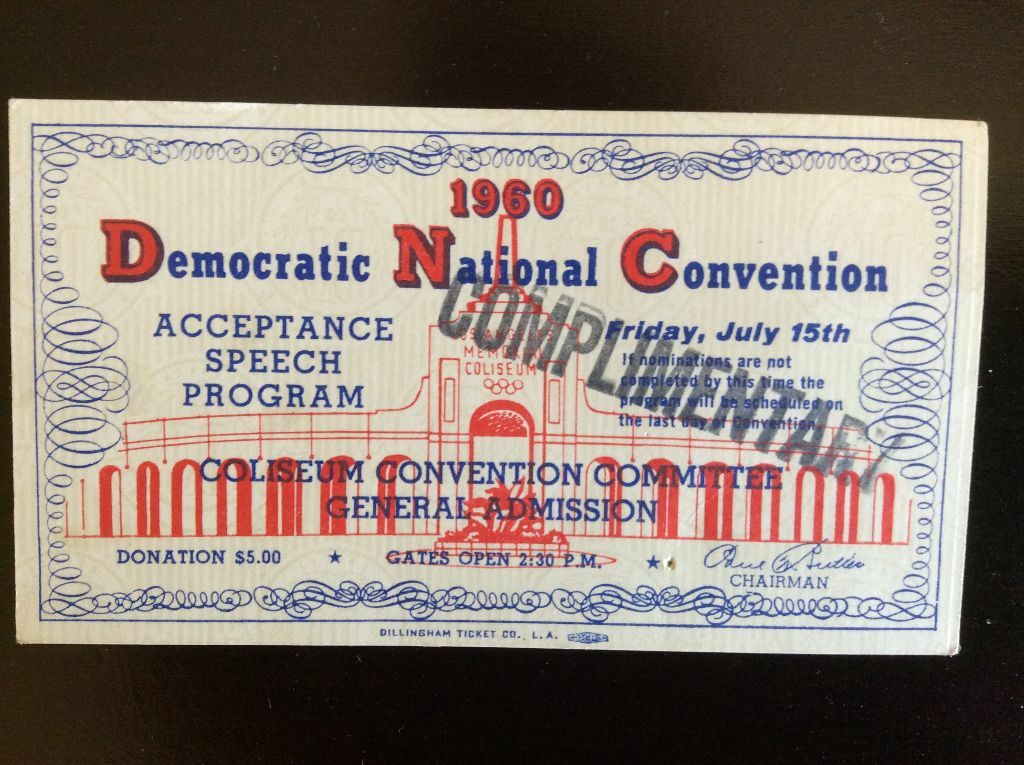 1960 Democratic National Convention Acceptance Speech Program Ticket JF Kennedy