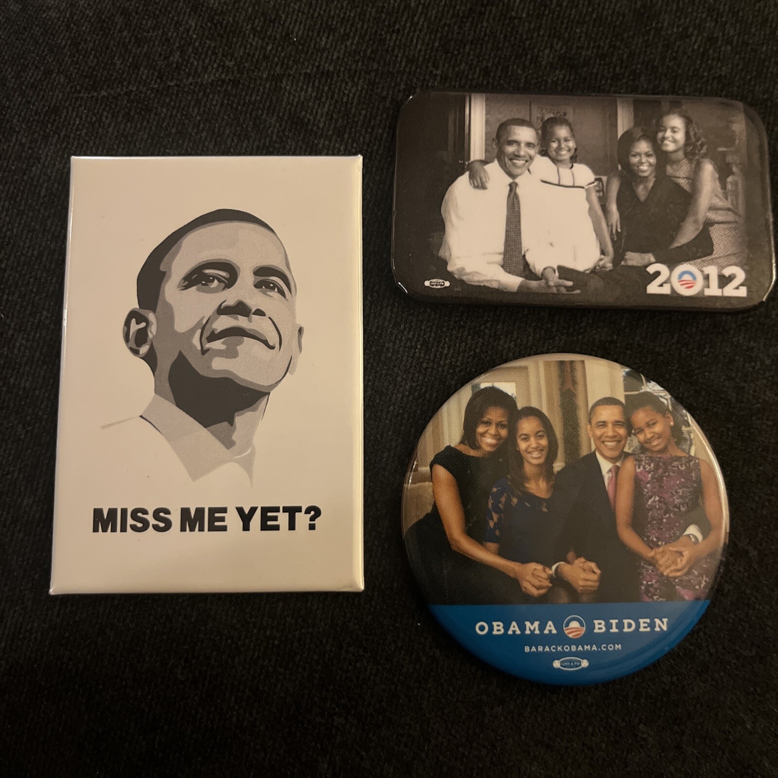 Barack Obama / Biden Pin, the Obama family 2012 Pin/Miss Met Yet Magnet