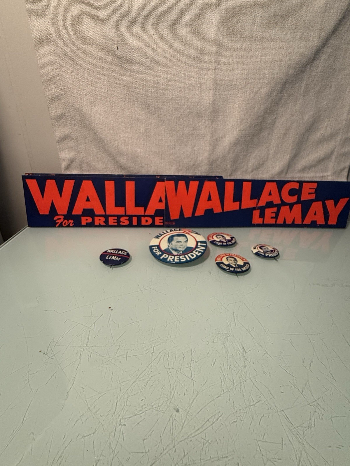 Vintage 1968 George Wallace for President Bumper Stickers & Pins Also Lemay
