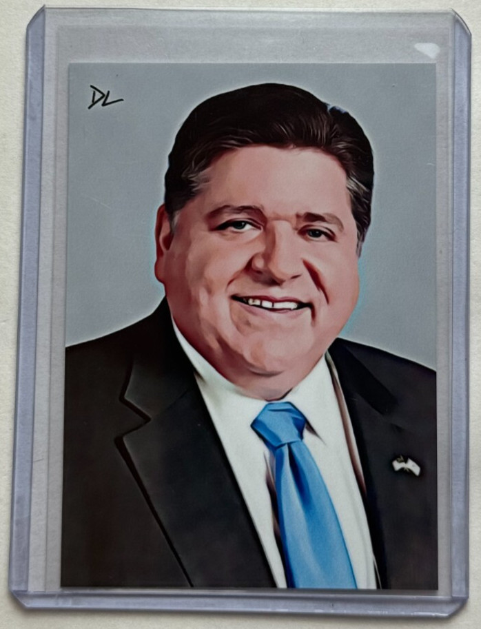 JB Pritzker Limited Edition Artist Signed “Illinois Governor” Trading Card 2/10