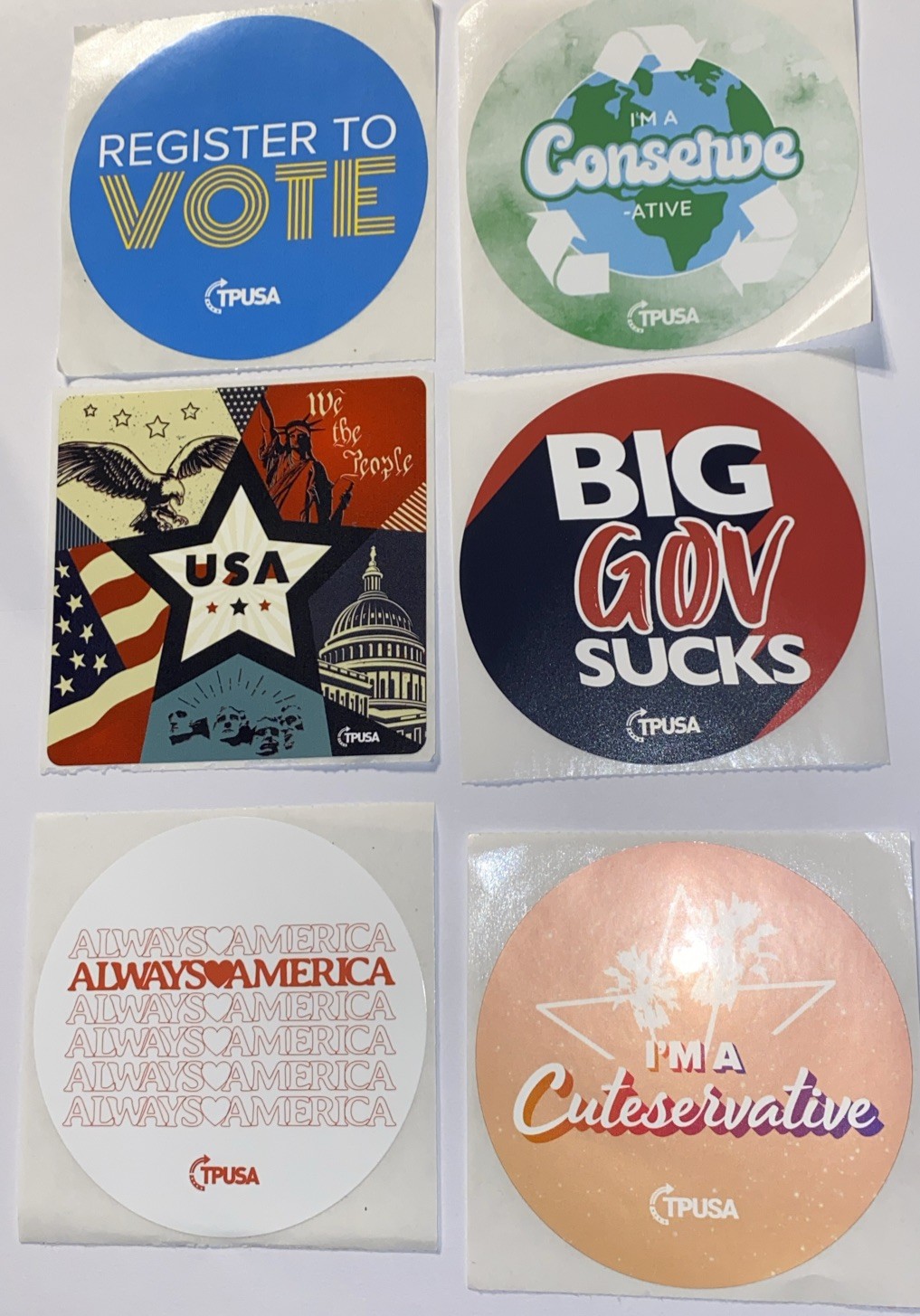 Turning Point USA TPUSA Charlie Kirk Sticker Pack America Conservative 6 Pc 3”