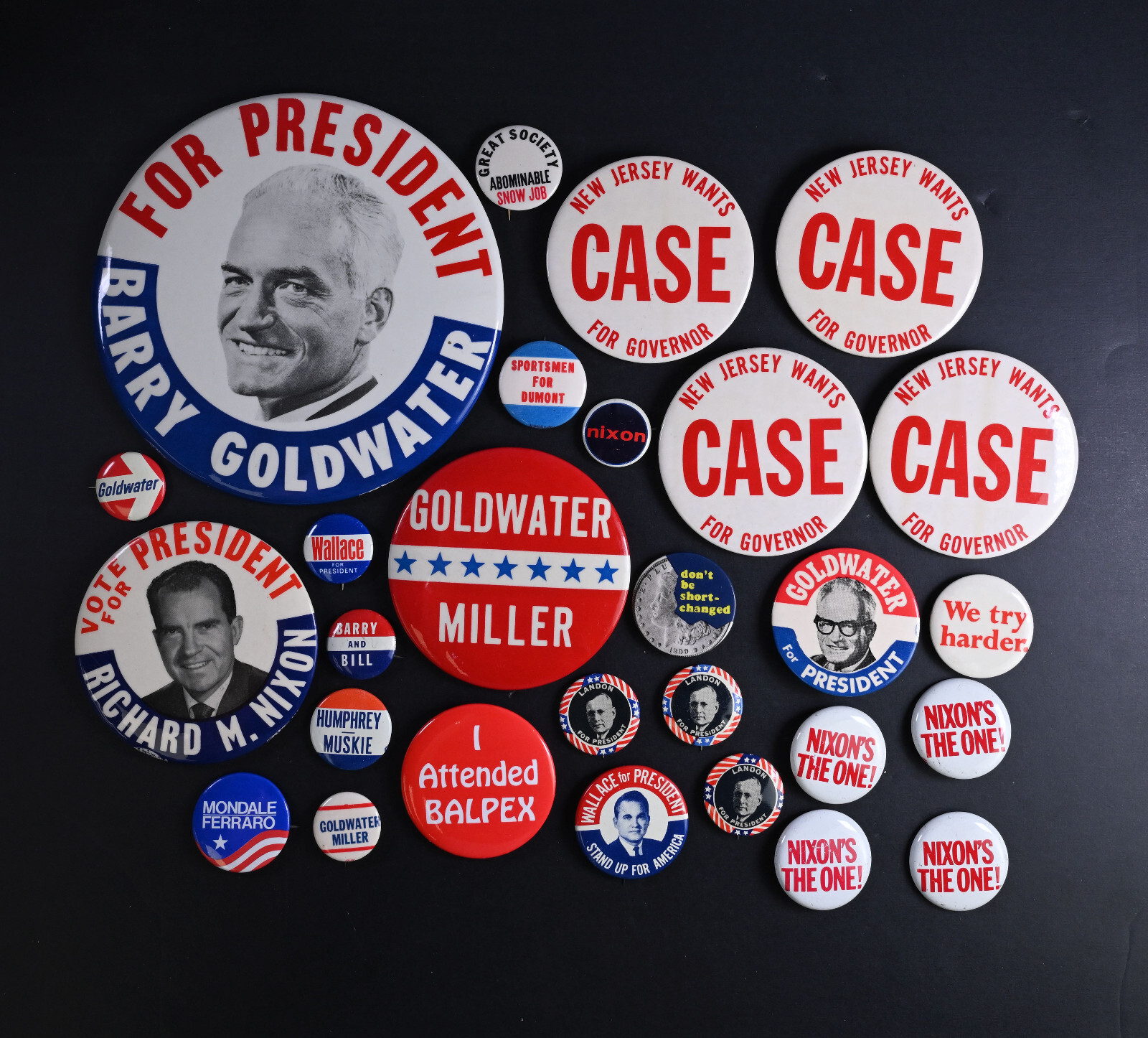 25 Political Pins 1960’s-1970’s Richard Nixon & Barry Goldwater & Landon