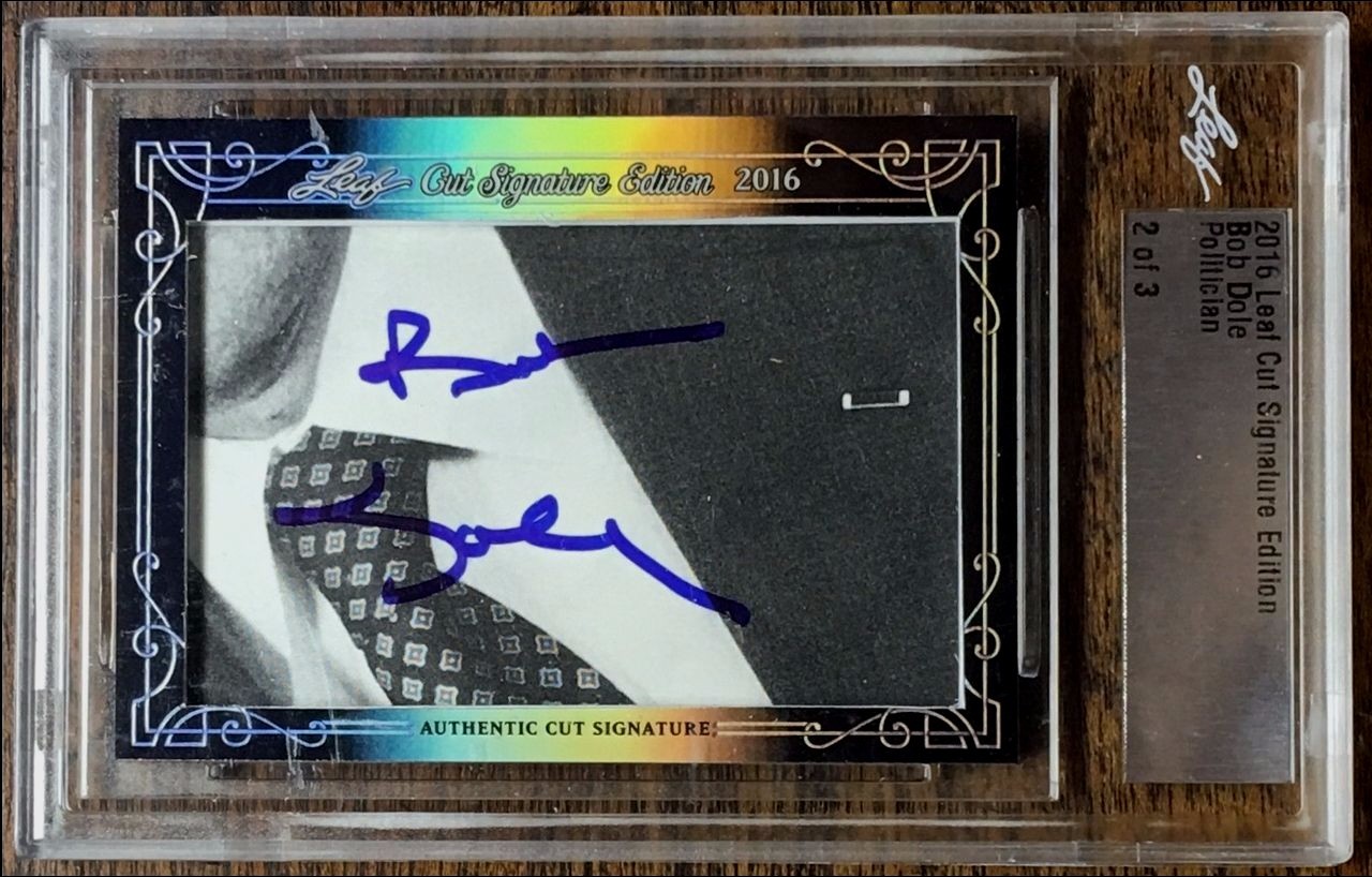 ROBERT BOB DOLE 2016 LEAF CUT SIGNATURE EDITION AUTOGRAPH CUT 2/3 U.S. SENATOR