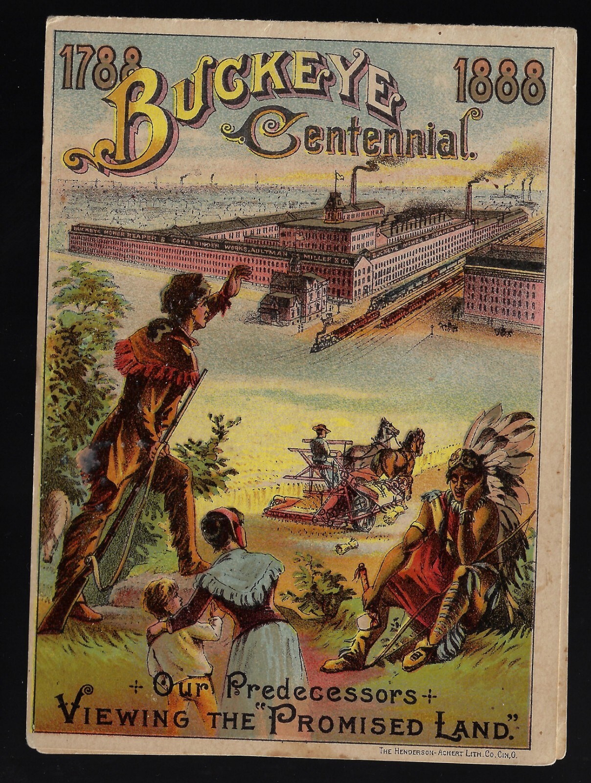 1888 Folding Prez Campaign Trade Card Cleveland Harrison Buckeye Farm Equipment