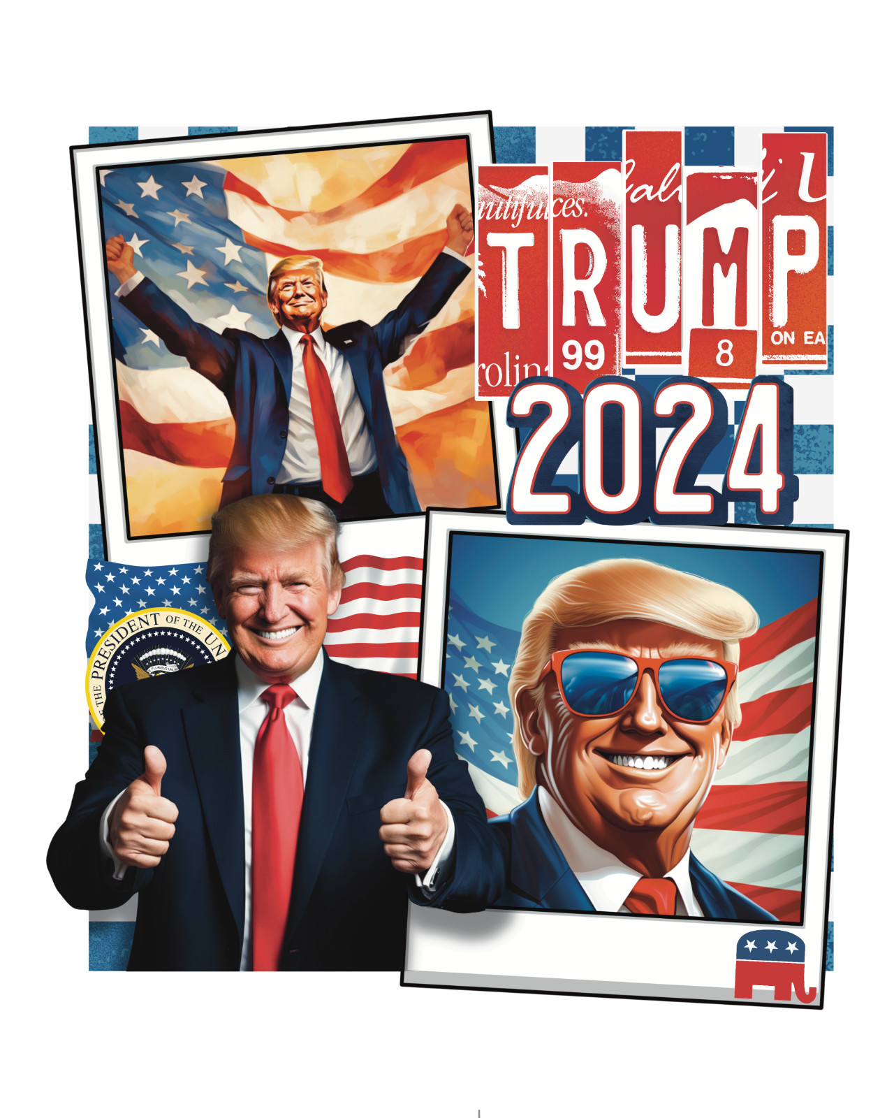 25PCS SET TRUMP 2024 STICKERS TAKE AMERICA BACK DONALD MAGA 2x3in