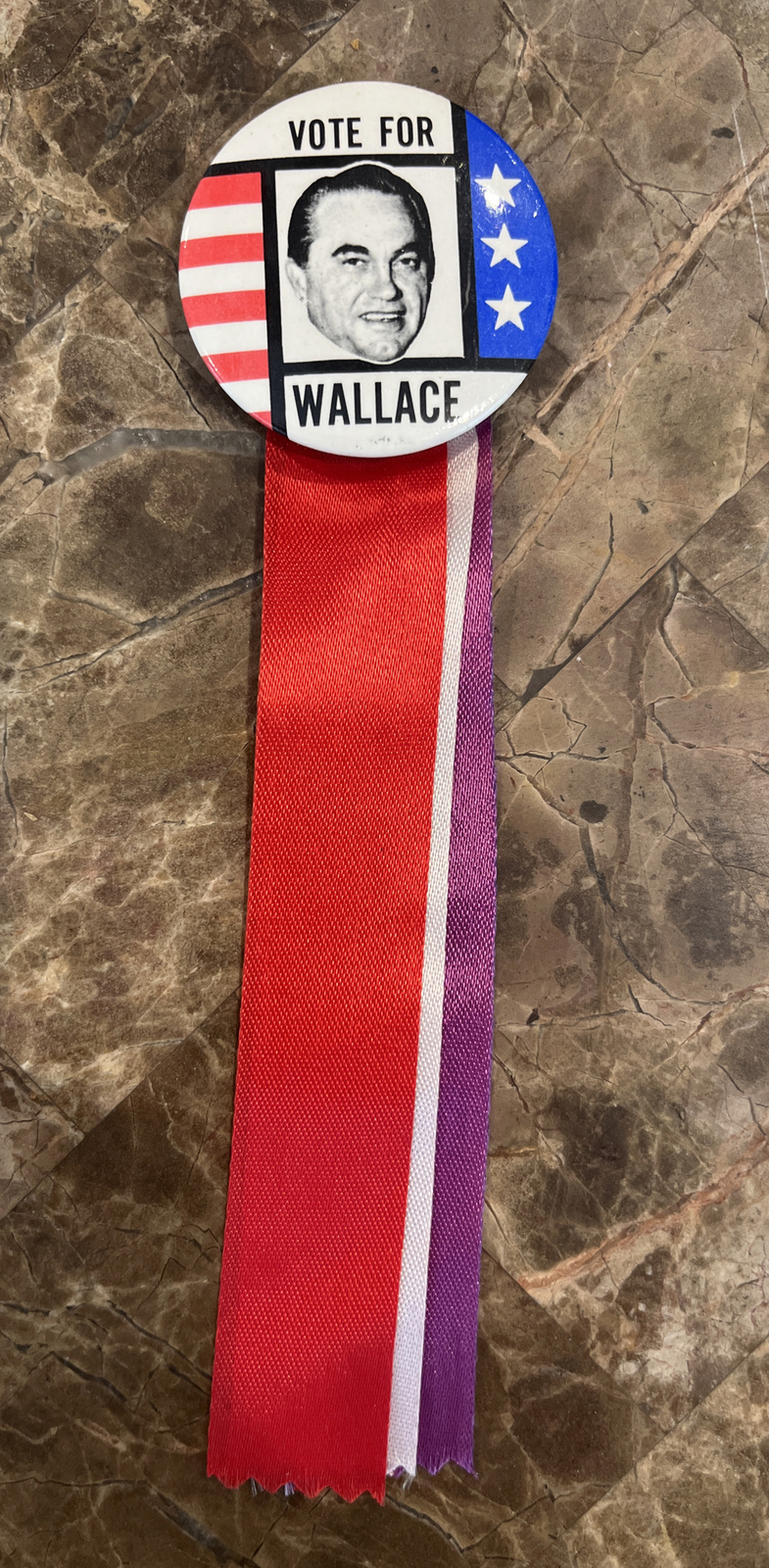 1968 George Wallace “Vote for Wallace” Ribbon Button Pin Pinback Candidate